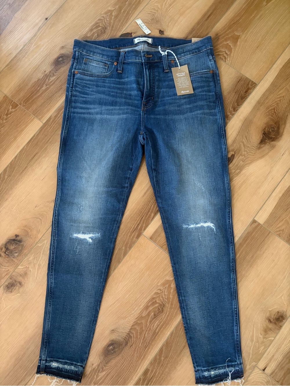 Madewell Deep Blue Denim Jeans with Contrast Stitching